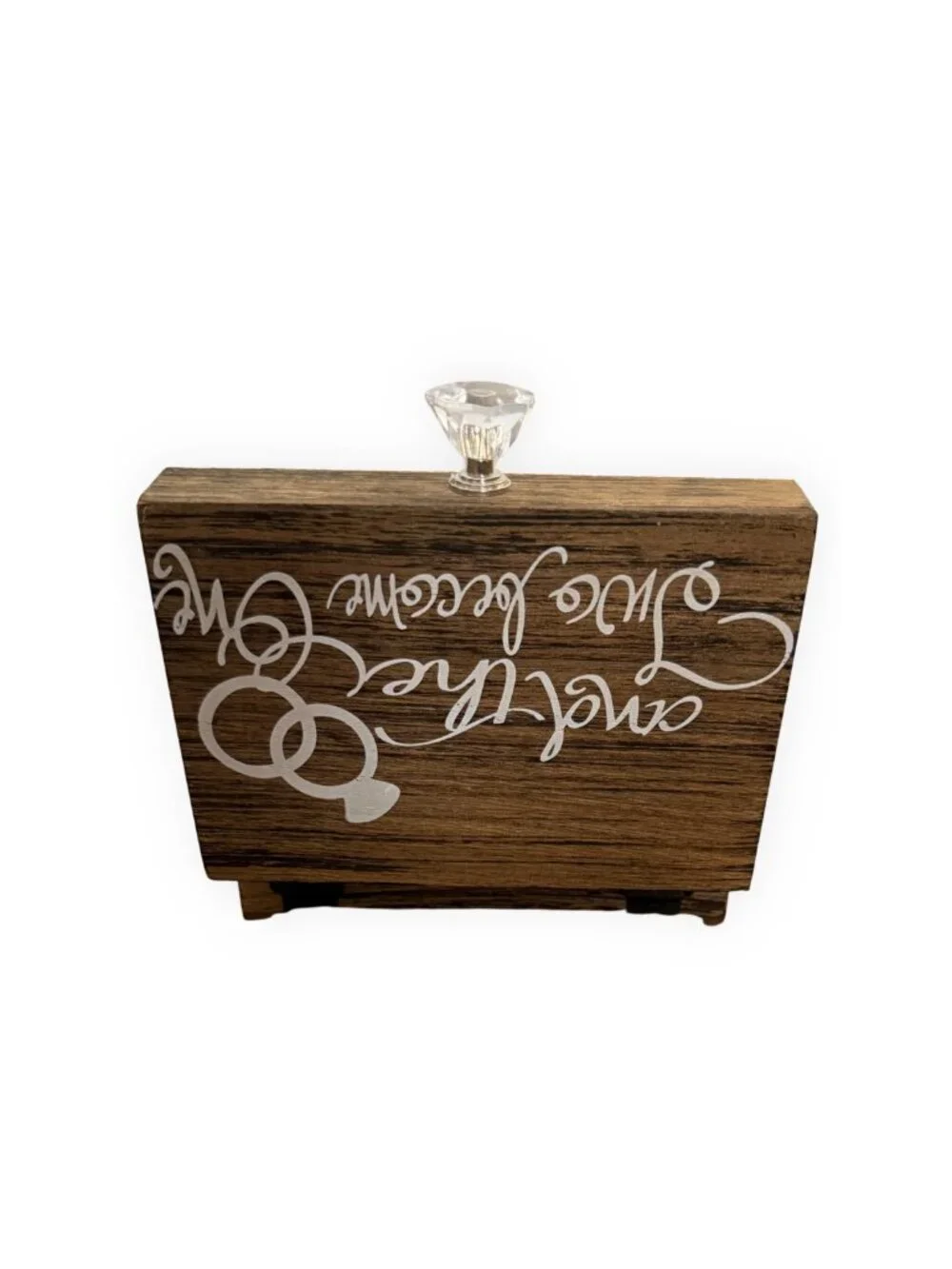 Wood Ring Bearer Box Mr and Mrs Two Become One Rustic Burlap Wedding